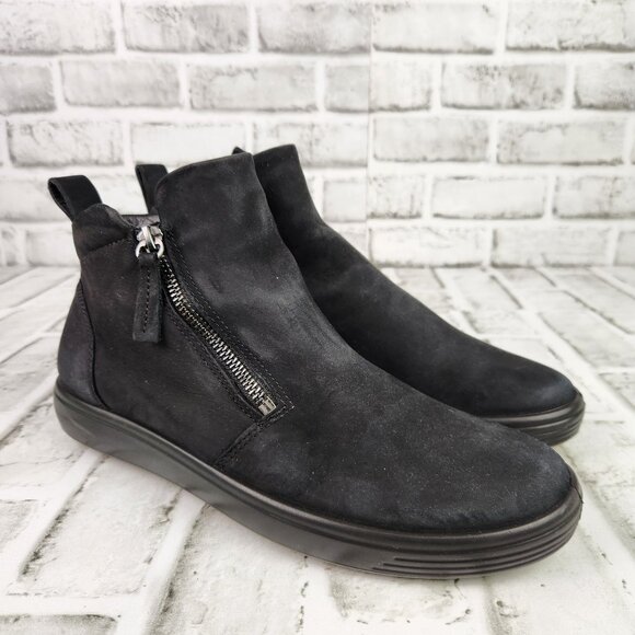 Ecco Soft 7 Flat Zip Bootie Women's US 9 EU 40 Black Suede Comfort Ankle Boots - Picture 1 of 10